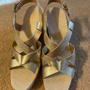Cole haan gold wedge heels